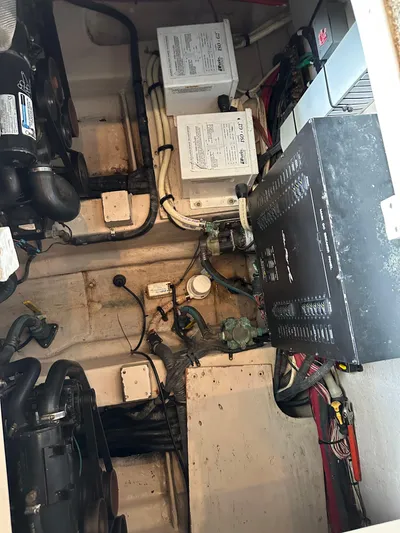  Yacht Photos Pics Engine room of 2009 Sea Ray 36 Sedan Bridge with visible components and wiring.