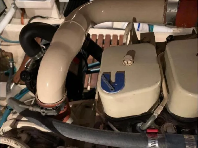  Yacht Photos Pics Engine compartment of a 1990 Grand Banks 36 Europa boat.