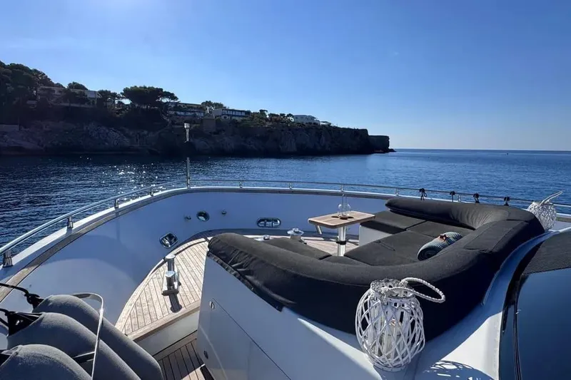  Yacht Photos Pics Luxurious Sanlorenzo SL88 yacht deck with ocean view, 2000 model.