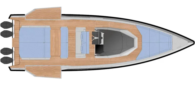 Rocket Yacht Photos Pics Top view of 2022 Wally Tender 48X luxury boat design layout.