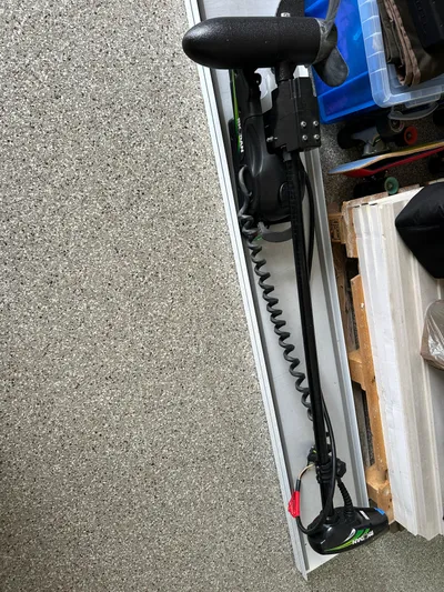  Yacht Photos Pics 2019 Yellowfin 24 Bay CE boat equipment stored in a garage.