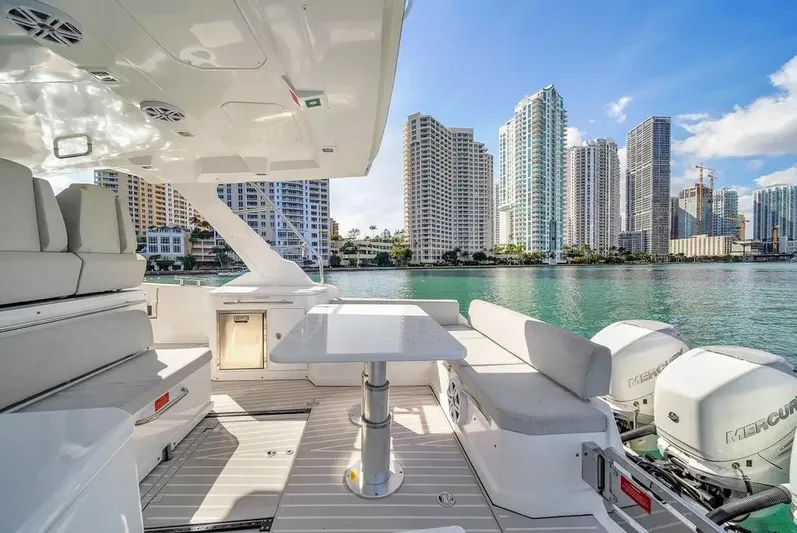  Yacht Photos Pics Azimut Verve 40 yacht interior with city skyline view, 2020 model.