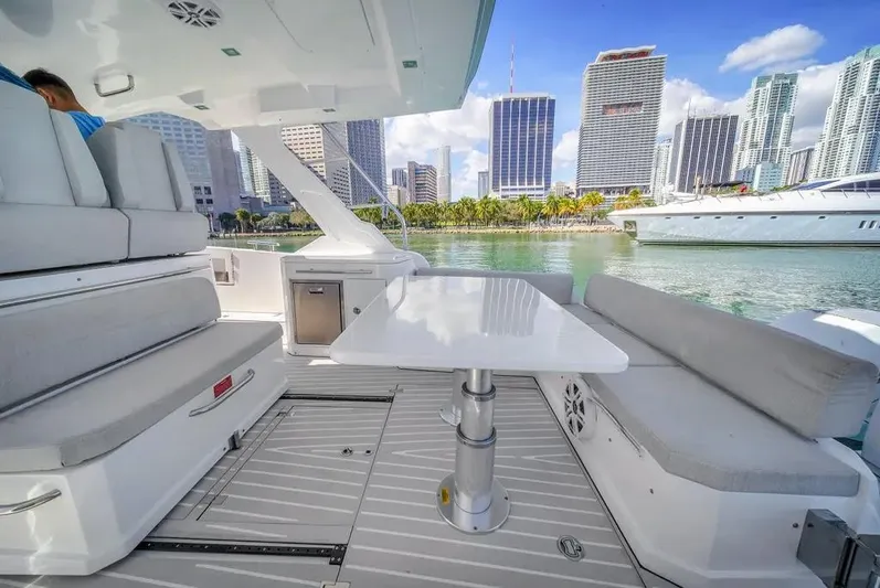  Yacht Photos Pics Azimut Verve 40 yacht interior with city skyline view, 2020 model.