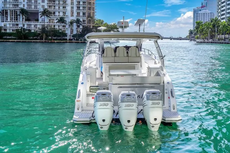  Yacht Photos Pics 2020 Azimut Verve 40 yacht on turquoise water near urban waterfront.