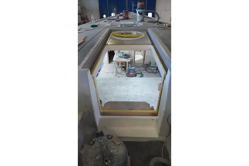  Yacht Photos Pics Interior view of 2026 Ice Yachts ICE 66 Farr under construction, showcasing detailed craftsmanship.