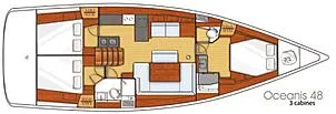 Samba Yacht Photos Pics Floor plan of a 2012 Beneteau Oceanis 48 sailboat with three cabins.