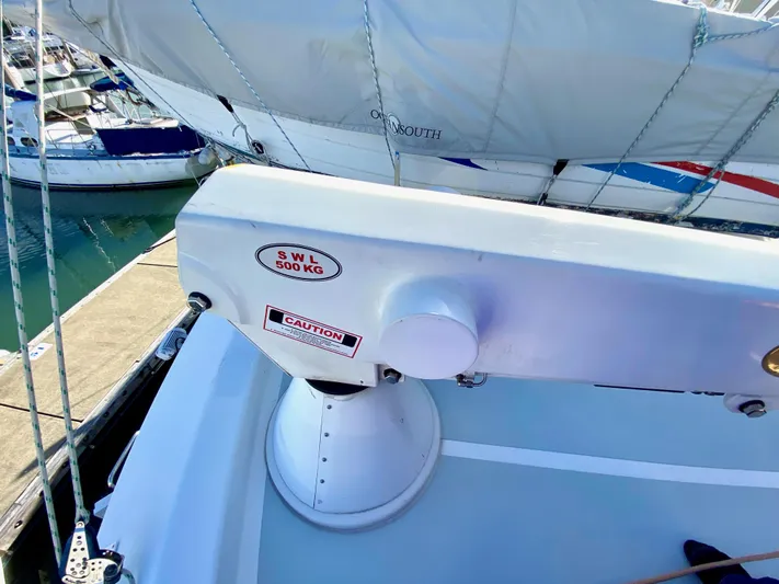 Bunyip I Yacht Photos Pics Nordhavn 47 yacht deck with 500 kg SWL crane, 2002 model.