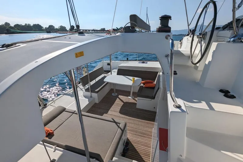 St Andrews Yacht Photos Pics Luxurious 2014 Lagoon 450 F Owners Version catamaran with spacious deck and seating area.