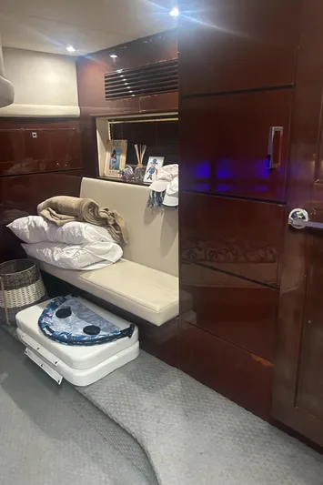  Yacht Photos Pics Interior of 2008 Sea Ray 47 Sedan Bridge with cozy seating and modern decor.