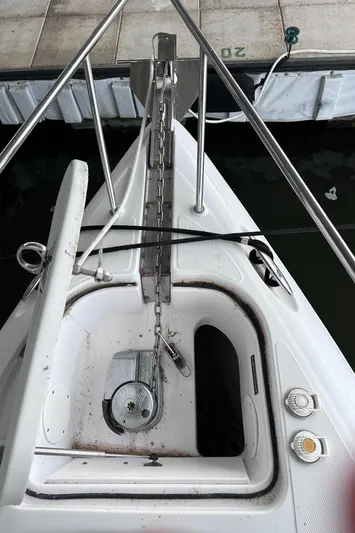  Yacht Photos Pics Bow of 2008 Donzi 38 ZSF boat with anchor chain and winch.