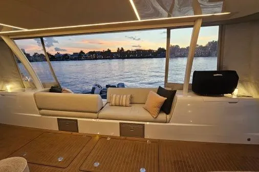 Sunlove Yacht Photos Pics Luxurious interior of 2024 Lagoon SIXTY 7 yacht with scenic sunset view.