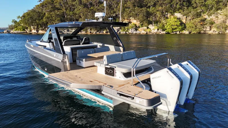  Yacht Photos Pics Luxurious Schaefer V44 yacht 2024 on calm waters.