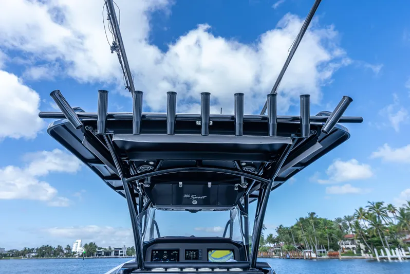  Yacht Photos Pics 2022 Nor-Tech 390 Sport Center Console boat against a clear blue sky.