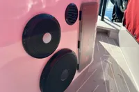 Speakers on 2020 Axopar 28 T-Top boat, featuring a sleek design.
