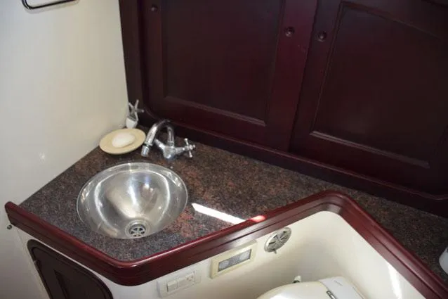Sarah Yacht Photos Pics Granite vanity with sink in galley
