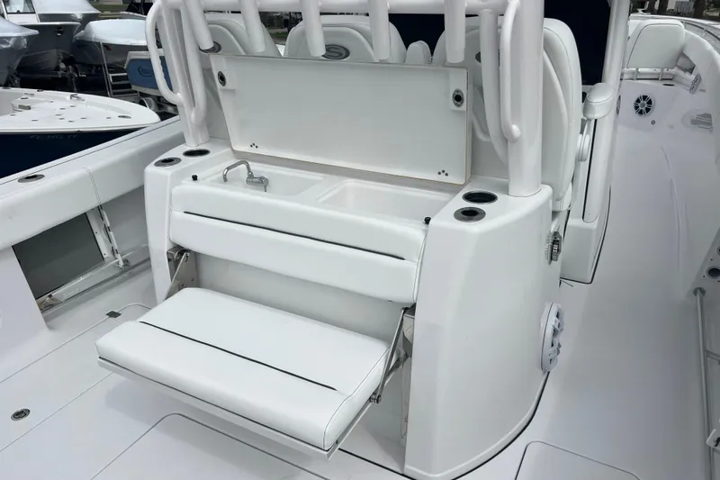  Yacht Photos Pics 2026 Sportsman Open 352 Center Console boat with seating and sink.