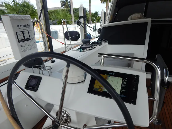  Yacht Photos Pics Beneteau Sense 55 yacht helm with navigation equipment, 2015 model.