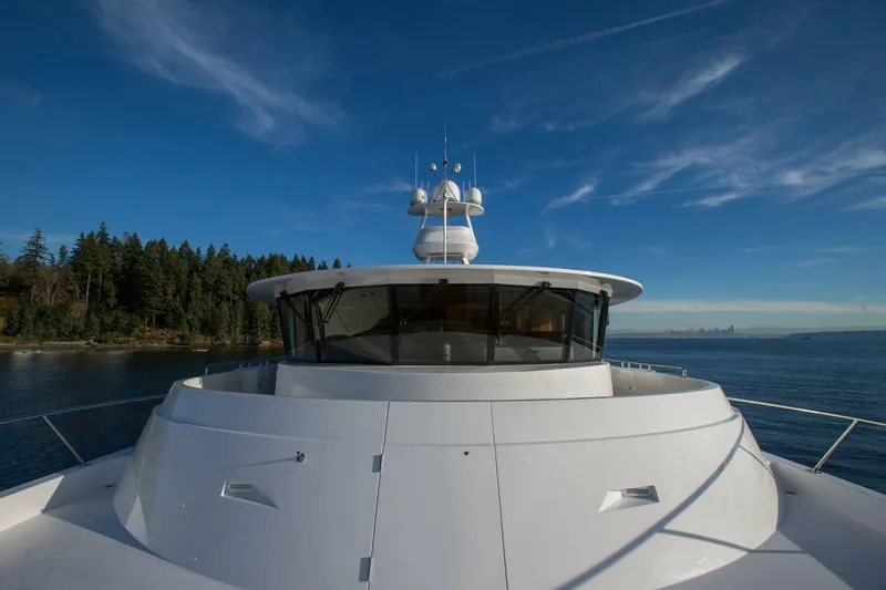 Cazador Yacht Photos Pics 2019 Nordlund Expedition Yachtfisher cruising on a clear day.
