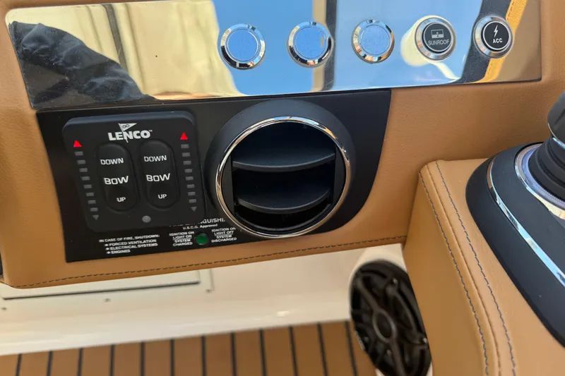  Yacht Photos Pics 2023 Chaparral 347 SSX dashboard with Lenco controls and air vent.