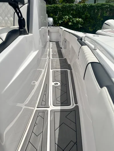  Yacht Photos Pics 2021 Streamline 34CC boat interior with sleek, modern design and non-slip flooring.