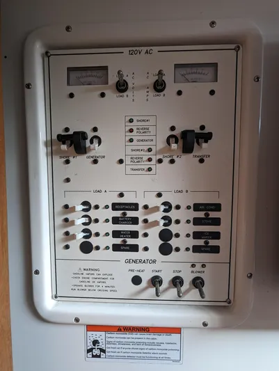 Boatanicals Yacht Photos Pics Electrical control panel on a 2016 Stamas Aegean boat.