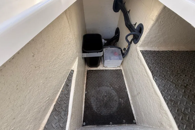  Yacht Photos Pics Interior of a 2014 Monterey 328SS Super Sport boat showing storage area and wiring.