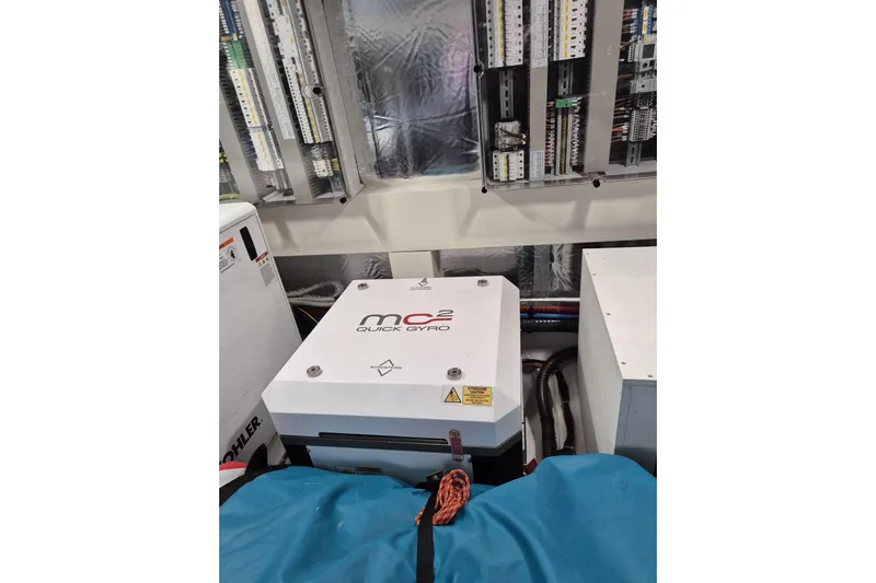  Yacht Photos Pics Engine room of 2023 Pardo Yachts GT52 featuring MC2 Quick Gyro stabilizer.