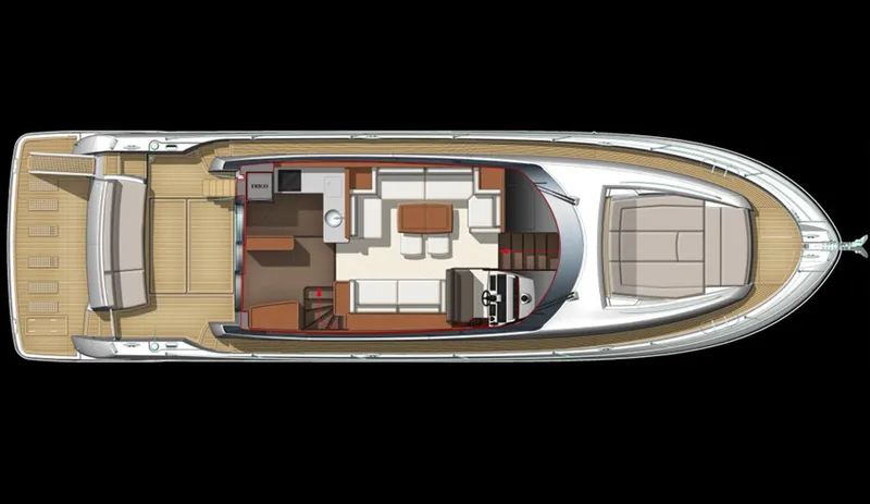  Yacht Photos Pics Manufacturer Provided Image: Top view layout of a 2016 Prestige 550 yacht interior.