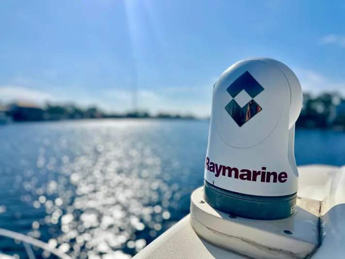 Steamer Yacht Photos Pics Raymarine equipment on 2008 Albemarle 410 Express Fisherman, with scenic water view.