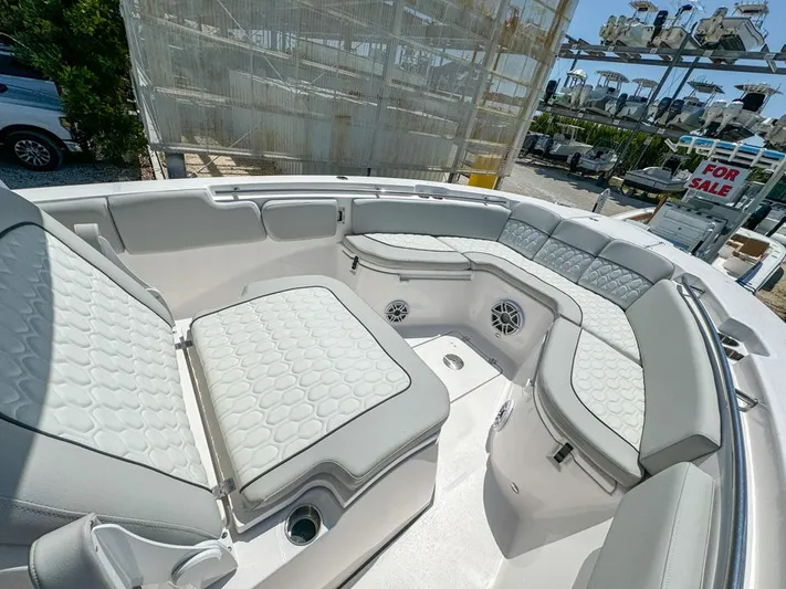  Yacht Photos Pics 2024 Sea Fox 288 Commander boat with spacious seating and modern design.