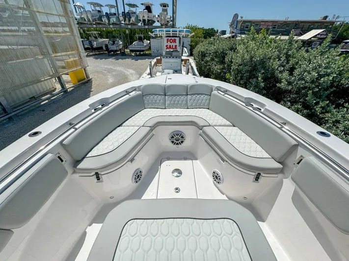  Yacht Photos Pics 2024 Sea Fox 288 Commander boat for sale, featuring spacious seating and modern design.