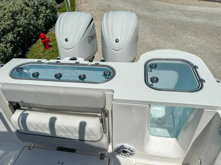  Yacht Photos Pics 2024 Sea Fox 288 Commander boat with dual outboard engines and live wells.