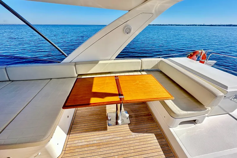  Yacht Photos Pics Luxurious seating area on 2011 Azimut Fly 53 yacht with ocean view.