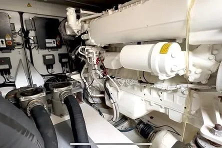  Yacht Photos Pics Engine room of 2011 Azimut Fly 53 yacht, showcasing mechanical components and systems.