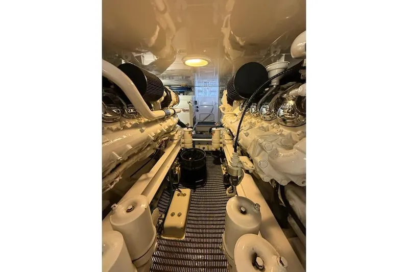  Yacht Photos Pics Engine room of 2011 Azimut Fly 53 yacht, showcasing mechanical components and systems.