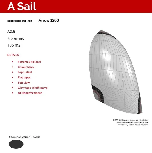  Yacht Photos Pics A Sail for Schionning Arrow 1280 S, 2024 model, A2.5 Fiberglass, 135 m2, black