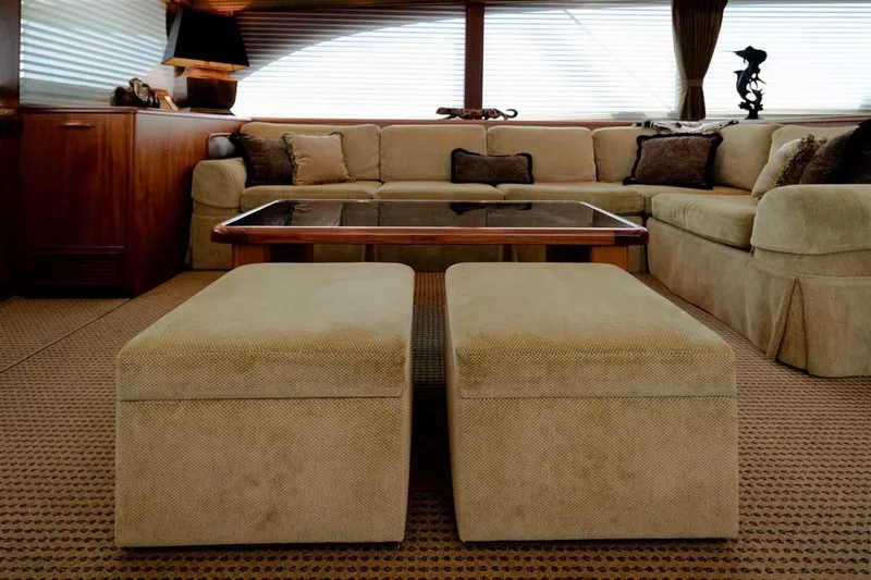 Silky Yacht Photos Pics Custom Coffee Table with (2) Ottomans Stored Below