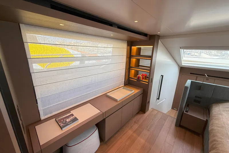 T-b Yacht Photos Pics Luxurious interior of 2022 Sanlorenzo SL96A yacht with modern furnishings and natural light.