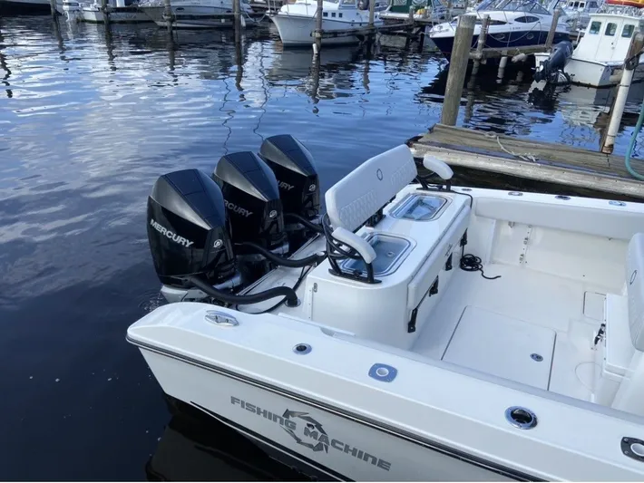 Yacht Photos Pics Fountain 38 Tournament Edition 2021 with Mercury engines at the dock.