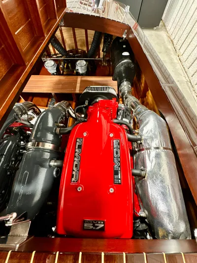Luv N It Yacht Photos Pics Engine of a 2015 Van Dam 35 boat, featuring a powerful Ilmor motor.