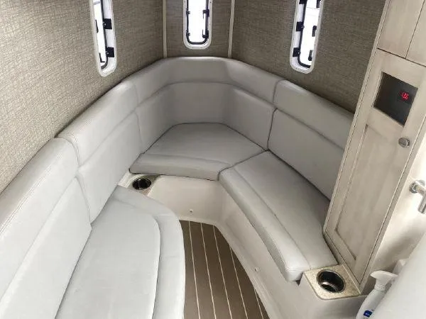 Relapse Yacht Photos Pics 2021 HCB 42 Lujo cabin interior with plush seating and modern design.