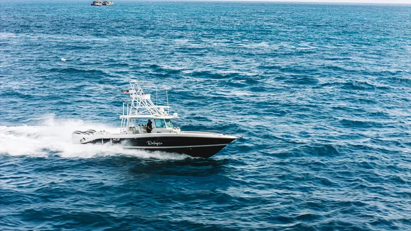 Relapse Yacht Photos Pics HCB 42 Lujo 2021 boat cruising on open ocean waters.