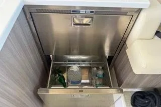  Yacht Photos Pics Stainless steel drawer refrigerator on 2021 Regal 38 XO yacht interior.