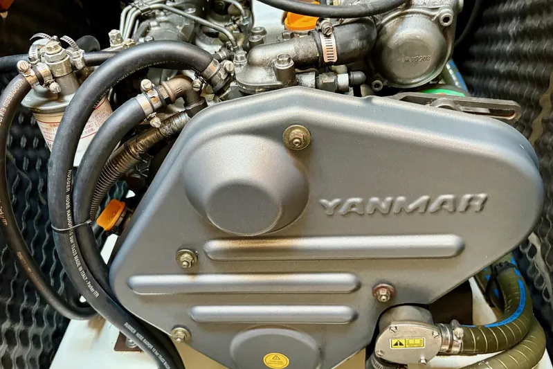 Pura Vida Yacht Photos Pics Yanmar engine in a 2007 Jeanneau Sun Odyssey 42 DS sailboat.