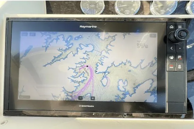  Yacht Photos Pics Raymarine navigation system on 2010 Sea Ray 450 Sundancer displaying nautical chart.