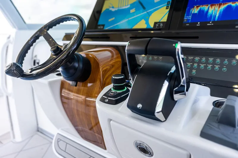  Yacht Photos Pics Helm of 2025 HCB 56 Suenos GIX with advanced navigation controls and displays.
