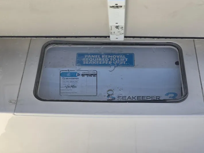  Yacht Photos Pics 2024 Scout 355 LXF Seakeeper panel with removal instructions.