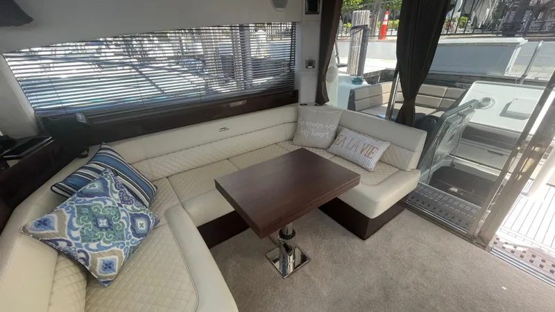 Keep Paddlin' Yacht Photos Pics Interior of 2019 Galeon 430 HTC yacht with elegant seating area.