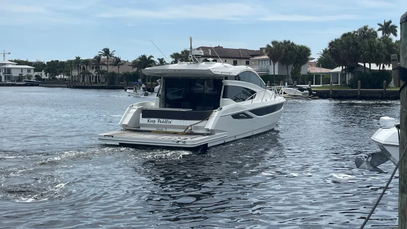 Keep Paddlin' Yacht Photos Pics Galeon 430 HTC 2019 yacht on calm waters.