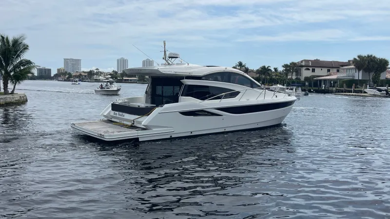 Keep Paddlin' Yacht Photos Pics 2019 Galeon 430 HTC yacht on calm waters.